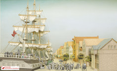 Auswanderer gehen in Bremerhaven an Bord 1850, Diorama