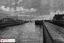 Die Kammerschleuse im Neuen Kaiserhafen, Holzstich von 1897