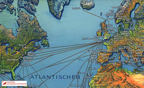 Karte mit Schiffsrouten des Norddeutschen Lloyd Bremen, um 1930